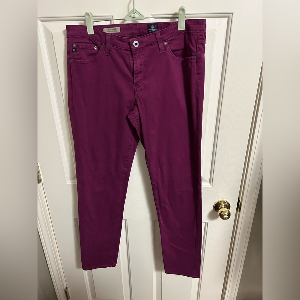 2/$28 AG Adriano Goldschmied Jeans The Stevie Ankle Slim Straight Plum Size 32R